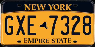 NY license plate GXE7328