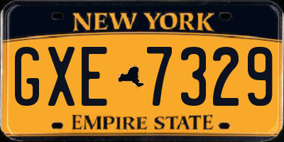 NY license plate GXE7329