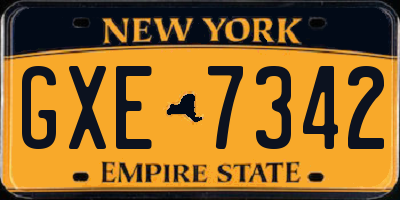 NY license plate GXE7342