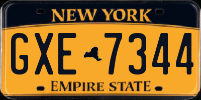 NY license plate GXE7344