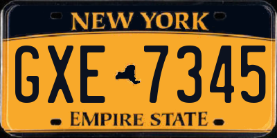 NY license plate GXE7345