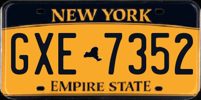 NY license plate GXE7352