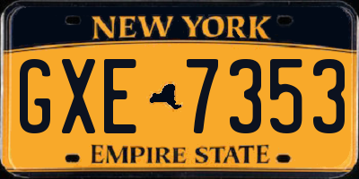 NY license plate GXE7353