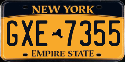 NY license plate GXE7355