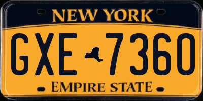 NY license plate GXE7360
