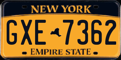 NY license plate GXE7362