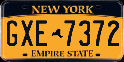 NY license plate GXE7372
