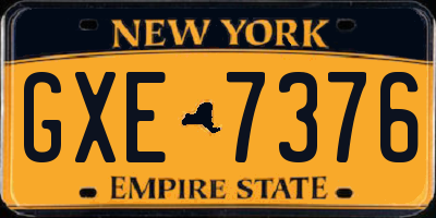 NY license plate GXE7376