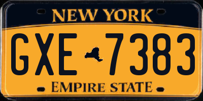 NY license plate GXE7383