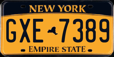 NY license plate GXE7389