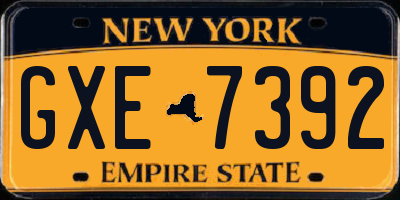NY license plate GXE7392
