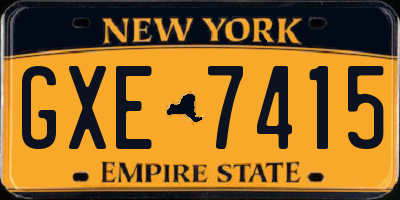 NY license plate GXE7415