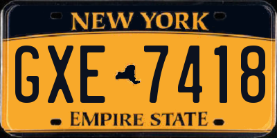 NY license plate GXE7418