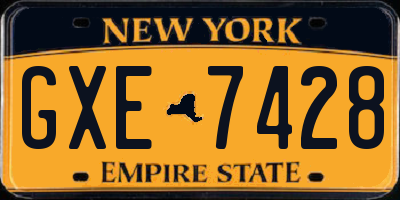 NY license plate GXE7428