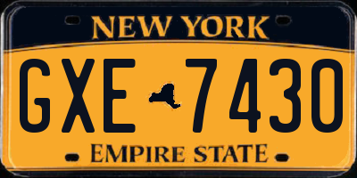 NY license plate GXE7430