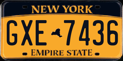 NY license plate GXE7436