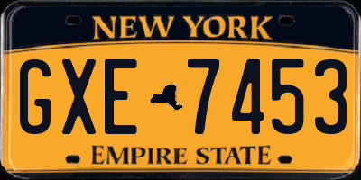 NY license plate GXE7453