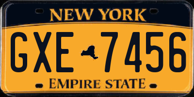 NY license plate GXE7456