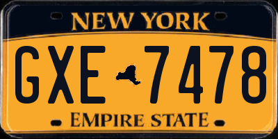 NY license plate GXE7478
