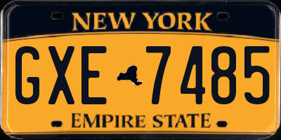 NY license plate GXE7485