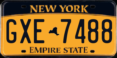 NY license plate GXE7488