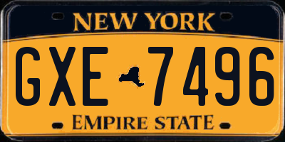 NY license plate GXE7496