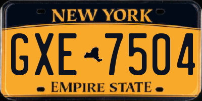 NY license plate GXE7504
