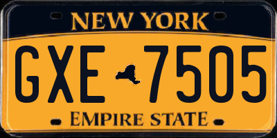 NY license plate GXE7505