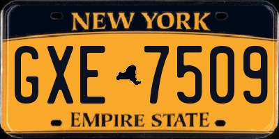 NY license plate GXE7509