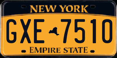 NY license plate GXE7510