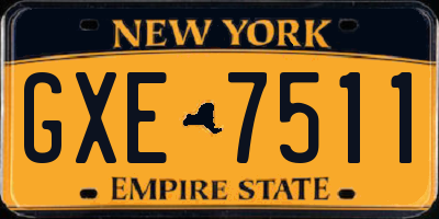 NY license plate GXE7511
