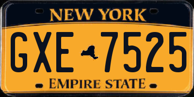 NY license plate GXE7525