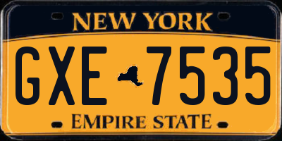 NY license plate GXE7535