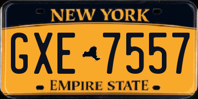 NY license plate GXE7557