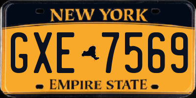 NY license plate GXE7569