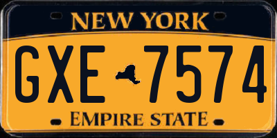 NY license plate GXE7574