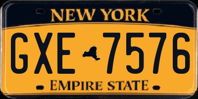 NY license plate GXE7576
