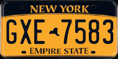 NY license plate GXE7583