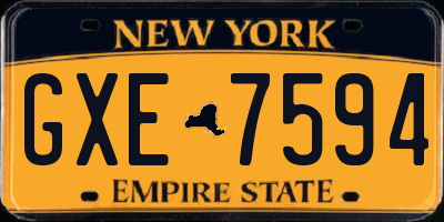 NY license plate GXE7594