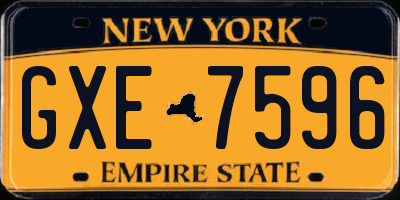 NY license plate GXE7596
