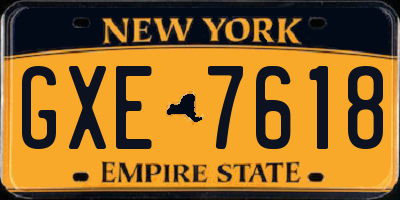 NY license plate GXE7618