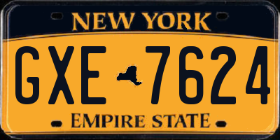 NY license plate GXE7624