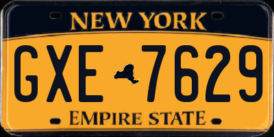 NY license plate GXE7629