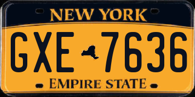 NY license plate GXE7636