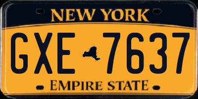 NY license plate GXE7637