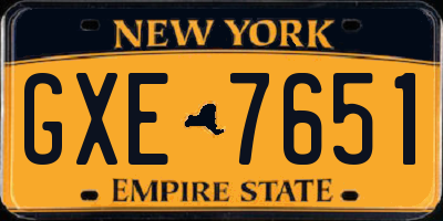 NY license plate GXE7651