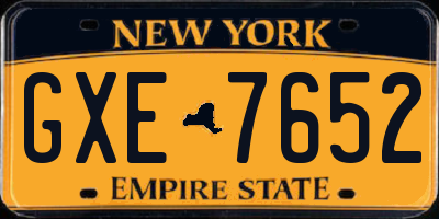 NY license plate GXE7652
