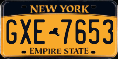 NY license plate GXE7653