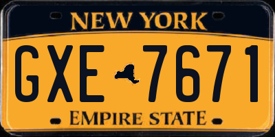 NY license plate GXE7671