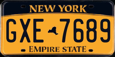 NY license plate GXE7689
